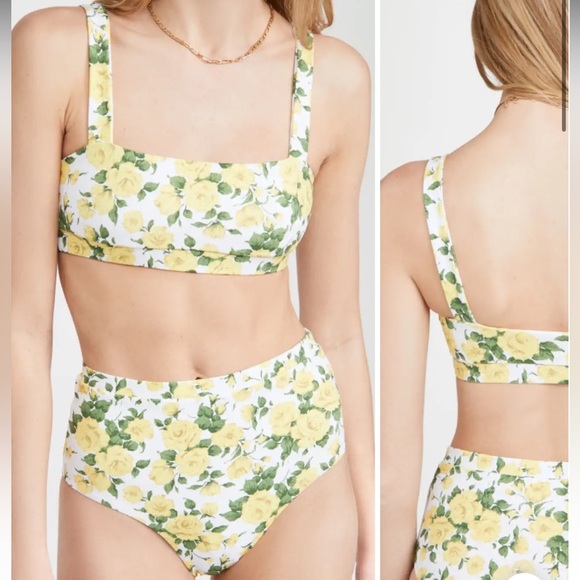 Onia NWT Floral Yellow Bikini Size L - Picture 1 of 5